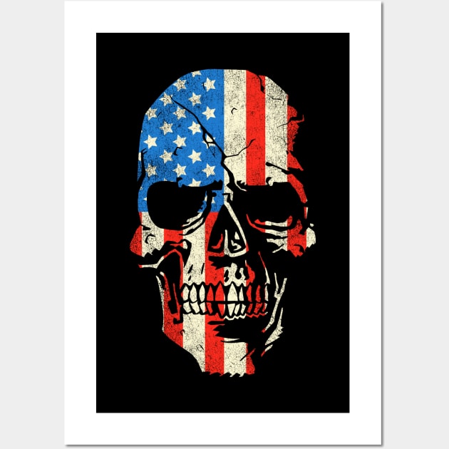 Skull Graphic - Patriotic Badass Distressed Art - US Flag Wall Art by tommartinart